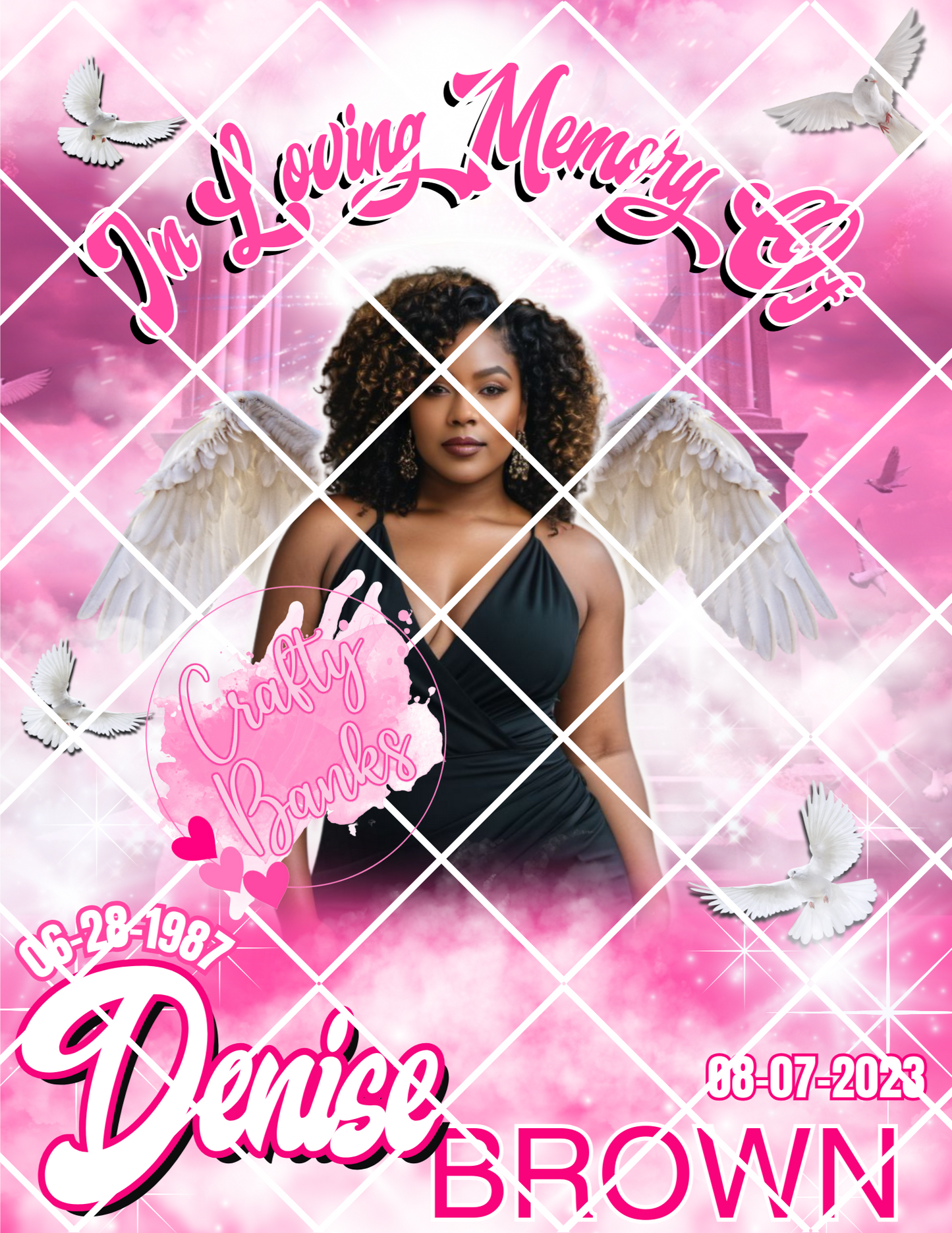 Pink Memorial Canva Editable Design