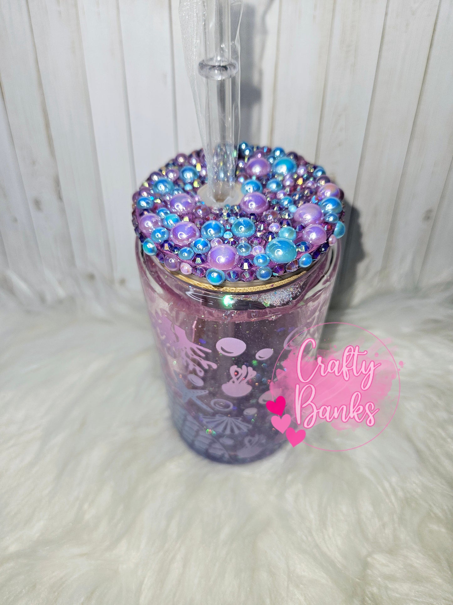 Mermaid Pearl Rhinestone Snow Globe